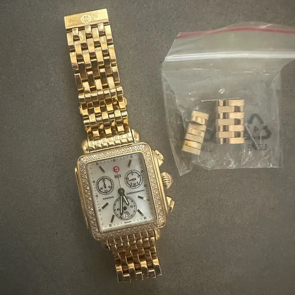 Michele Deco 18k Gold Diamond Watch